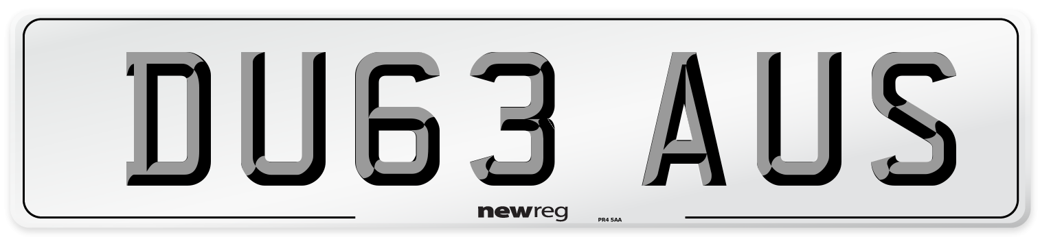 DU63 AUS Number Plate from New Reg